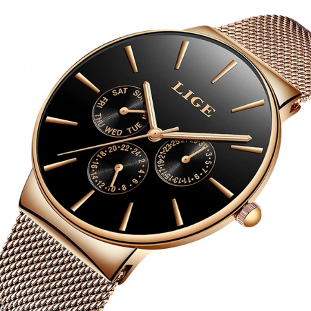 Ceas dama Lige Data Quartz Analog Auriu [2]