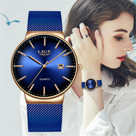Ceas dama Lige Quartz Analog Bratara reglabila Data Albastru [2]