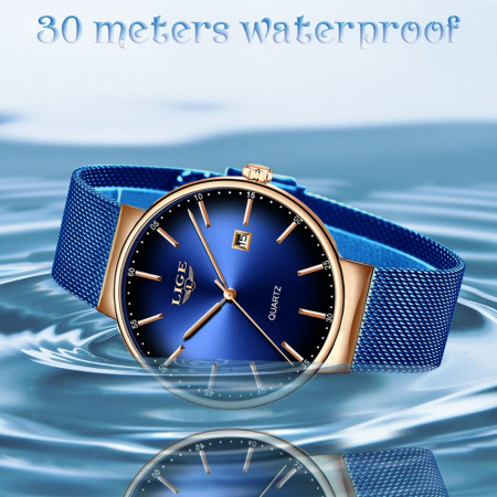 Ceas dama Lige Quartz Analog Bratara reglabila Data Albastru [6]