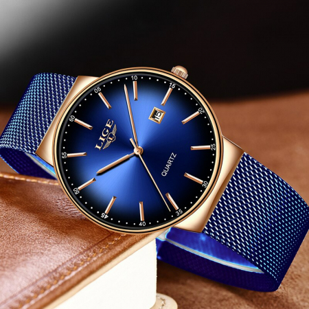 Ceas dama Lige Quartz Analog Bratara reglabila Data Albastru [5]