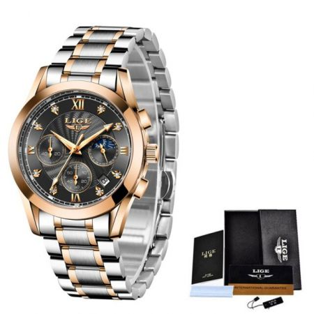 Ceas dama Lige Quartz Analog Fashion Casual Afisare data [2]