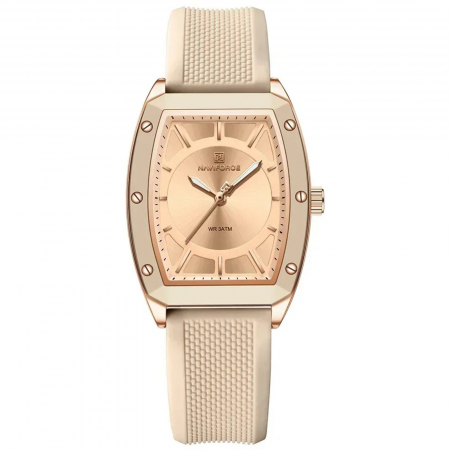 Ceasuri dama - Ceas Dama Naviforce 5049 Crem - Afișaj Analog, Fashion, Casual, Rezistent la Apă 3ATM