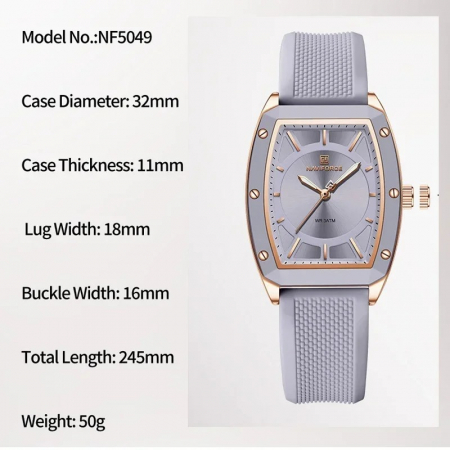 Ceas Dama Naviforce 5049 Gri Deschis - Afișaj Analog, Fashion, Casual, Rezistent la Apă 3ATM [1]