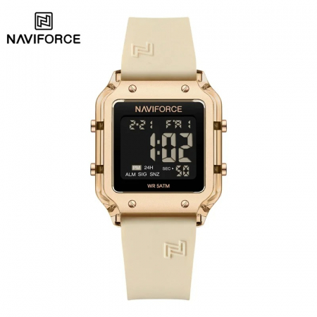 Ceas Dama Naviforce 6105 Crem - Afișaj Digital, Sport, Casual, Alarmă, Rezistent la Apă 5ATM [2]