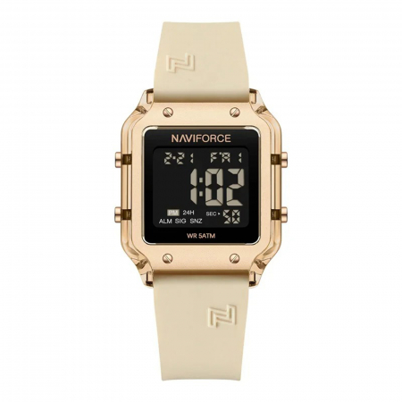 Ceasuri dama - Ceas Dama Naviforce 6105 Crem - Afișaj Digital, Sport, Casual, Alarmă, Rezistent la Apă 5ATM