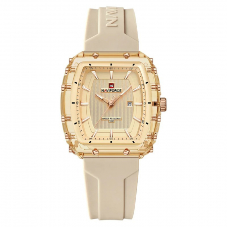 Ceasuri dama - Ceas Dama Naviforce 7124 Auriu - Afișaj Analog, Fashion, Casual, Dată, Rezistent la Apă 5ATM