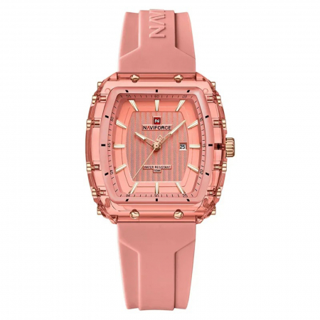 Ceasuri dama - Ceas Dama Naviforce 7124 Rose - Afișaj Analog, Fashion, Casual, Dată, Rezistent la Apă 5ATM