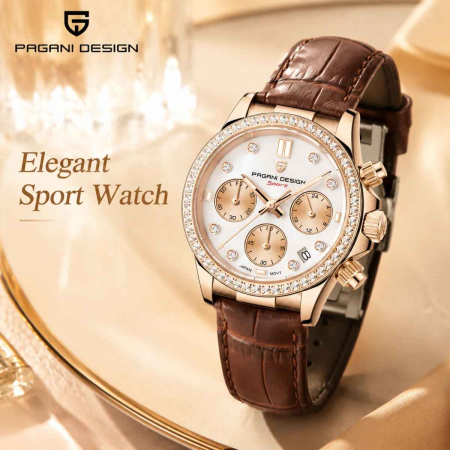 Ceas Damă PAGANI DESIGN PD-1730 Rose Gold, Cronograf VD55, Safir, 36mm, 50M [1]