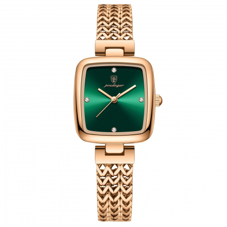 Ceasuri dama - Ceas dama Poedagar Elegant Casual Fashion Quartz Auriu Verde