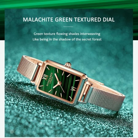 Ceas dama Rose&Bee Clasic Analog Curea pieleCeas dama Rose&Bee Clasic Analog Bratara Otel Auriu [3]