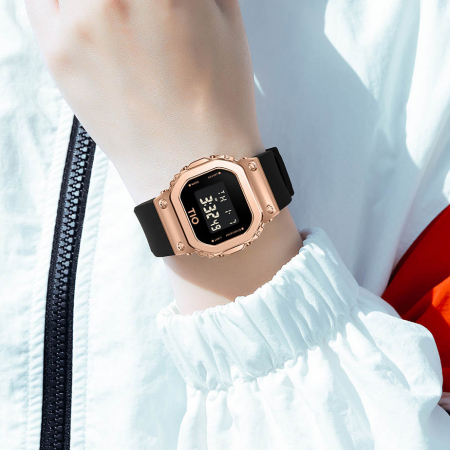 Ceas dama TIO Alarma Cronometru Digital Afisare data Negru auriu [2]