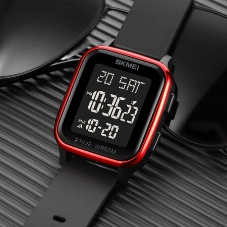 Ceas de barbati Skmei Sport Digital Casual Led Negru/Rosu [1]