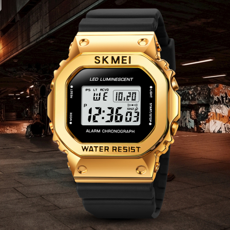 Ceas de barbati Skmei Sport Stil Militar Army Digital Negru/Auriu [3]