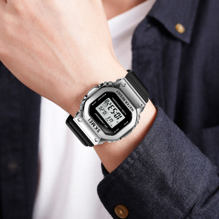 Ceas de barbati Skmei Sport Stil Militar Army Digital NegruArgintiu [2]