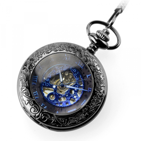 Ceas de buzunar Skeleton Mecanic Cu Lant Vintage Retro [1]