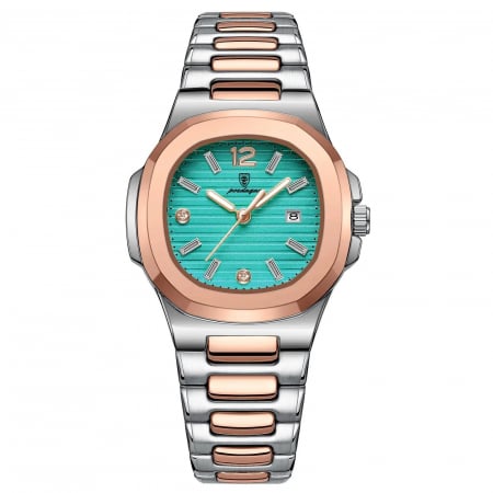 Ceasuri dama - Ceas dama Poedagar Quartz Analog Fashion Indici Luminosi Data Argintiu Albastru
