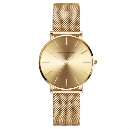 Ceasuri dama - Ceas de dama Hannah Martin Quartz Japonez Casual Fashion Analog Auriu