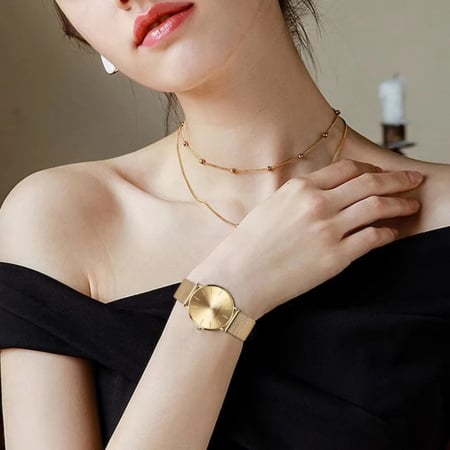 Ceas de dama Hannah Martin Quartz Japonez Casual Fashion Analog Auriu [3]