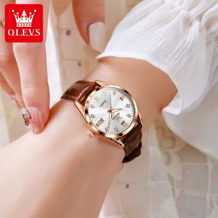Ceas de dama Olevs Mecanism Quartz Clasic Fashion Elegant Piele [2]