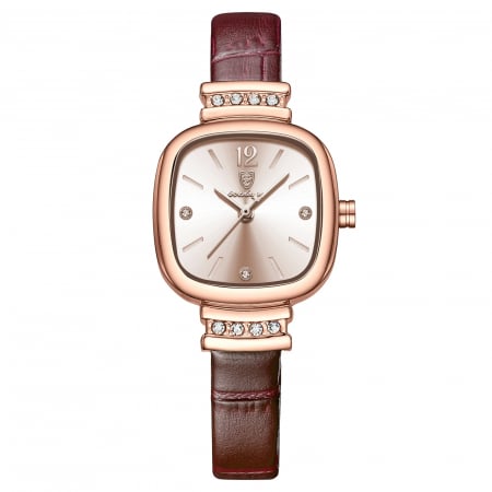 Ceasuri dama - Ceas de dama Poedagar Fashion Casual Quartz Otel Piele Coffe