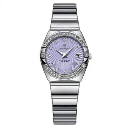 Ceasuri dama - Ceas de dama Poedagar Fashion Casual Indici Luminosi Quartz Otel Argintiu Violet