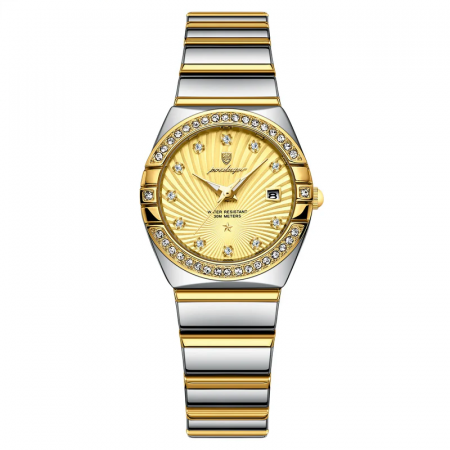 Ceasuri dama - Ceas de dama Poedagar Fashion Luxury Casual Indici Luminosi Quartz Otel Auriu