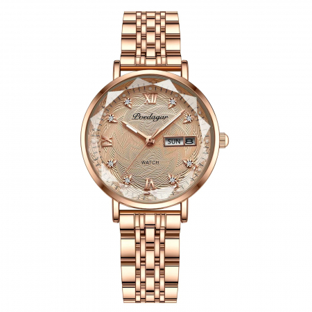 Modele noi - Ceas de dama Poedagar Luxury Fashion Afisare data Zilele saptamanii Casual Quartz Otel Auriu
