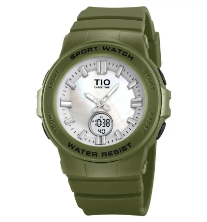 Promotii - Ceas de dama Skmei Sport Digital Quartz Dual Time Data Casual Army Verde