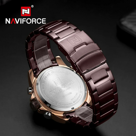 Ceas barbatesc Naviforce, Elegant, Fashion, Cronograf, Dual Time, Quartz Coffe [7]