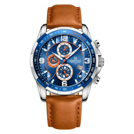Ceasuri barbatesti - Ceas de mana barbatesc Naviforce Piele Cronograf Data Quartz Analog