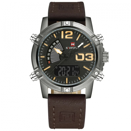 Ceasuri barbatesti - Ceas de mana barbatesc Naviforce Piele Digital Analog Quartz Cronometru Alarma