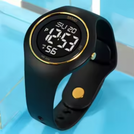 Ceas de mana barbatesc Skmei Digital Cronometru Alarma Casual Sport Fashion Negru Auriu [3]
