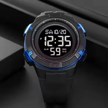 Ceas de mana barbatesc Skmei Casual Digital Lumina de fundal Sport Afisare data Alarma Negru Albastru [2]