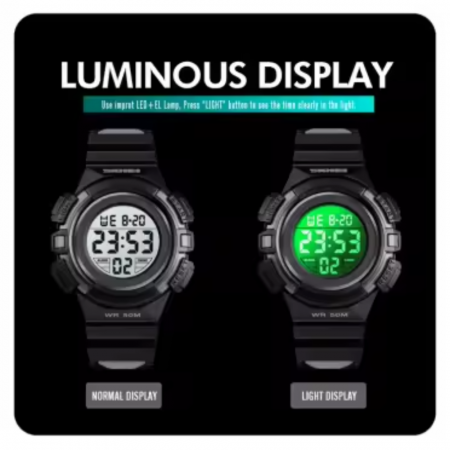Ceas de mana pentru copii Skmei Sport Casual Alarma Cronometru Electronic Digital Negru [4]