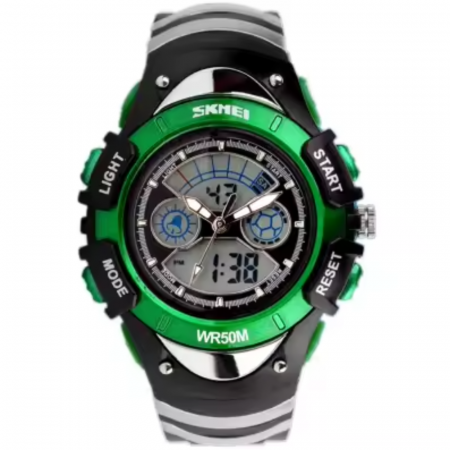 Ceas de mana barbatesc Skmei Digital Sport Cronometru Alarma Casual Fashion Argintiu Verde [0]