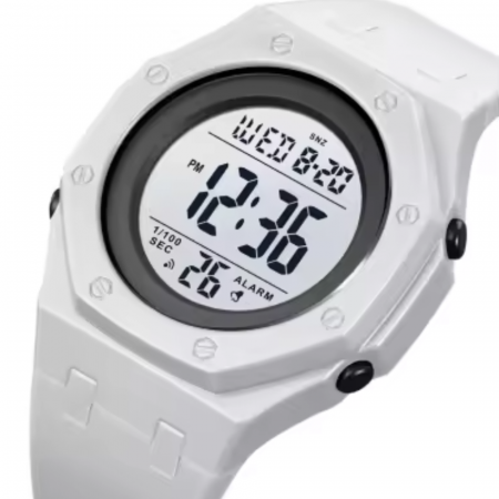 Ceas de mana barbatesc Skmei Led Sport Casual Digital Lumina de fundal Alarma Cronometru Alb [1]