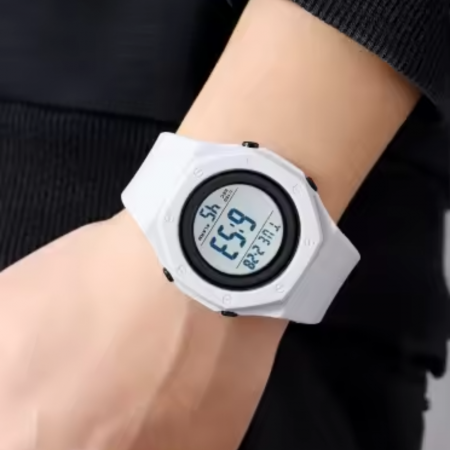 Ceas de mana barbatesc Skmei Led Sport Casual Digital Lumina de fundal Alarma Cronometru Alb [4]