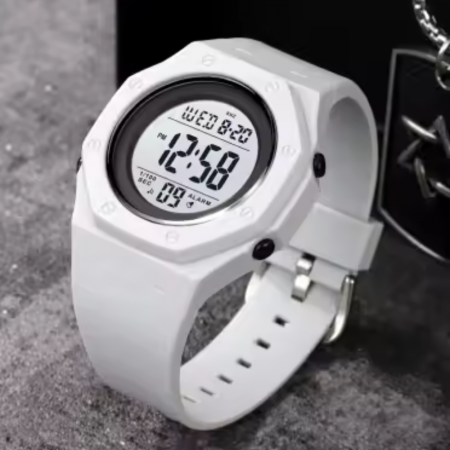 Ceas de mana barbatesc Skmei Led Sport Casual Digital Lumina de fundal Alarma Cronometru Alb [2]