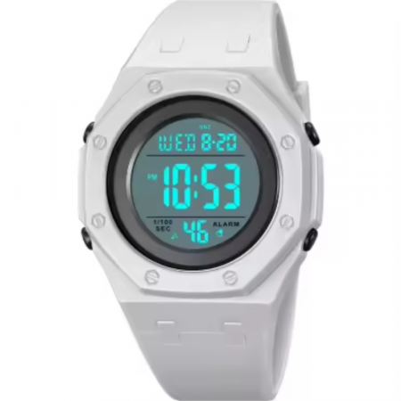 Ceas de mana barbatesc Skmei Led Sport Casual Digital Lumina de fundal Alarma Cronometru Alb [3]