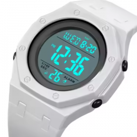 Ceas de mana barbatesc Skmei Led Sport Casual Digital Lumina de fundal Alarma Cronometru Alb [6]
