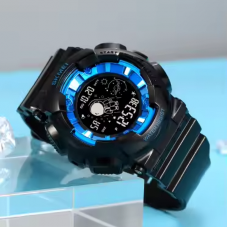 Ceas de mana barbatesc Skmei Stil Militar Army Quartz Casual Digital Fashion Led Negru Albastru [4]