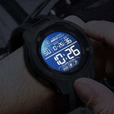 Ceas de mana barbatesc Smael Casual Stil Militar Army Sport Digital Fashion Multifunctional Negru [3]