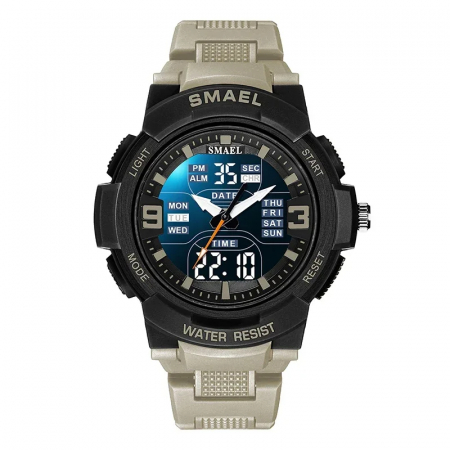 Ceasuri barbatesti - Ceas de mana barbatesc Smael Sport Dual Time Cronograf Cronometru Stil Army Militar Alarma Khaki