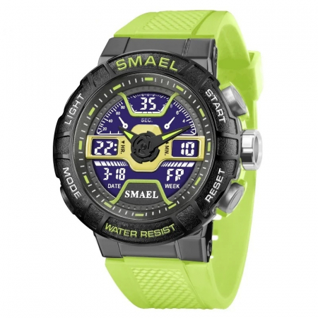 Ceas de mana barbatesc Smael Cronograf Dual Time Stil Army Militar Cronometru Alarma Sport Verde Fosforescent [0]