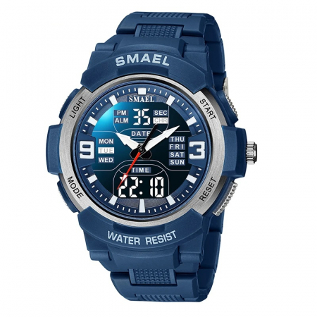 Ceas de mana barbatesc Smael Stil Army Militar Sport Dual Time Cronograf Cronometru Alarma Albastru [0]