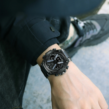 Ceas de mana barbatesc Smael Sport Dual Time Quartz Analog Digital Alarma Cronograf [1]