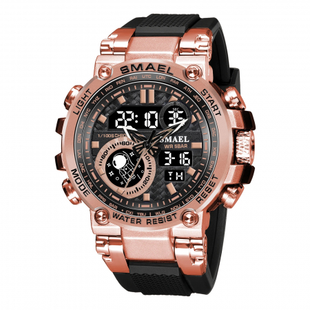 Ceasuri barbatesti - Ceas de mana barbatesc Smael Sport Digital Quartz Dual Time Analog Alarma Cronograf