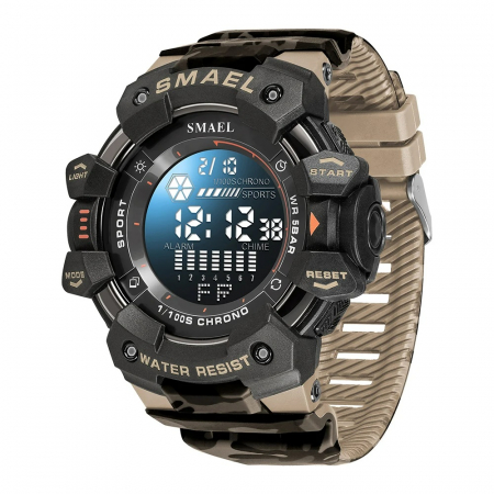 Ceas de mana barbatesc Smael Stil Militar Army Sport Fashion Digital Quartz Dual Time Analog Cronograf [0]