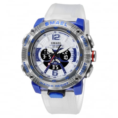 Ceas de mana barbatesc Smael Stil Militar Army Cronometru Alarma Quartz Dual Time Sport Alb [0]