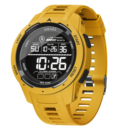 Ceas de mana barbatesc Smael Stil Militar Army Digital Sport Fashion Cronograf Galben [0]